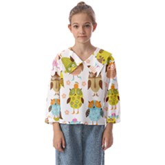 Cute Owls Pattern Kids  Sailor Shirt by Ket1n9