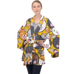 Cats-cute-kitty-kitties-kitten Long Sleeve Velvet Kimono  by Ket1n9