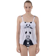 Panda Love Heart Twist Front Tankini Set by Ket1n9