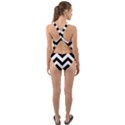 Black And White Chevron Cut-Out Back One Piece Swimsuit View2