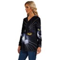 Face Black Cat Long Sleeve Drawstring Hooded Top View2