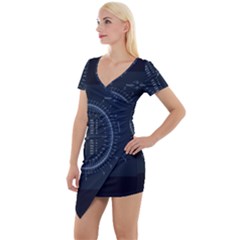 Minimalistic Knowledge Mathematics Trigonometry Short Sleeve Asymmetric Mini Dress by Ket1n9