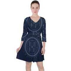 Minimalistic Knowledge Mathematics Trigonometry Quarter Sleeve Ruffle Waist Dress by Ket1n9