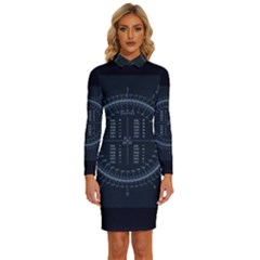 Minimalistic Knowledge Mathematics Trigonometry Long Sleeve Shirt Collar Bodycon Dress by Ket1n9