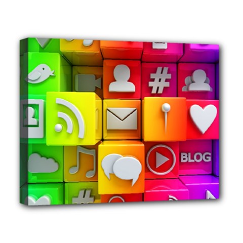 Colorful 3d Social Media Deluxe Canvas 20  X 16  (stretched) by Ket1n9