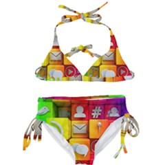 Colorful 3d Social Media Kids  Classic Bikini Set by Ket1n9