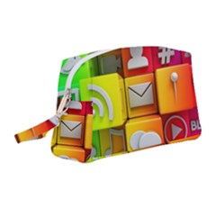 Colorful 3d Social Media Wristlet Pouch Bag (medium) by Ket1n9