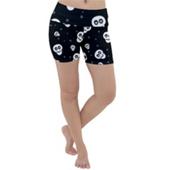 Skull Pattern Lightweight Velour Yoga Shorts by Ket1n9