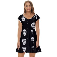 Skull Pattern Short Sleeve Tiered Mini Dress by Ket1n9