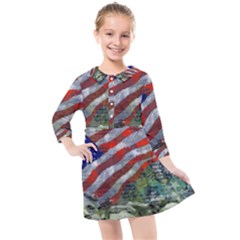 Usa United States Of America Images Independence Day Kids  Quarter Sleeve Shirt Dress by Ket1n9