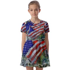 Usa United States Of America Images Independence Day Kids  Short Sleeve Pinafore Style Dress by Ket1n9