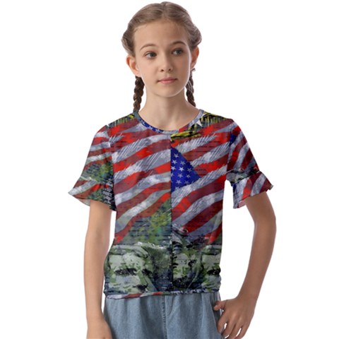 Usa United States Of America Images Independence Day Kids  Cuff Sleeve Scrunch Bottom T-shirt by Ket1n9