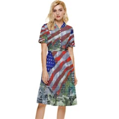 Usa United States Of America Images Independence Day Button Top Knee Length Dress by Ket1n9