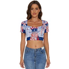 United States Of America Images Independence Day Short Sleeve Square Neckline Crop Top  by Ket1n9