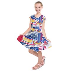 Independence Day United States Of America Kids  Short Sleeve Dress by Ket1n9