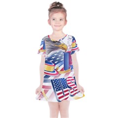 Independence Day United States Of America Kids  Simple Cotton Dress by Ket1n9