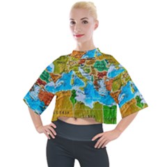 World Map Mock Neck T-shirt by Ket1n9