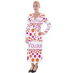 Be Yourself Pink Orange Dots Circular Velvet Maxi Wrap Dress by Ket1n9