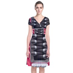 Car Engine Short Sleeve Front Wrap Dress by Ket1n9