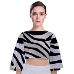 White Tiger Skin Tie Back Butterfly Sleeve Chiffon Top by Ket1n9
