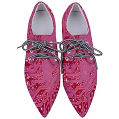 Pink Circuit Pattern Pointed Oxford Shoes by Ket1n9