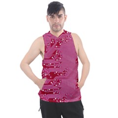 Pink Circuit Pattern Men s Sleeveless Hoodie by Ket1n9