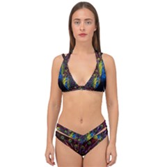 Beautiful Peacock Feather Double Strap Halter Bikini Set by Ket1n9