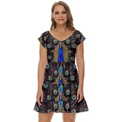 Peacock Short Sleeve Tiered Mini Dress by Ket1n9