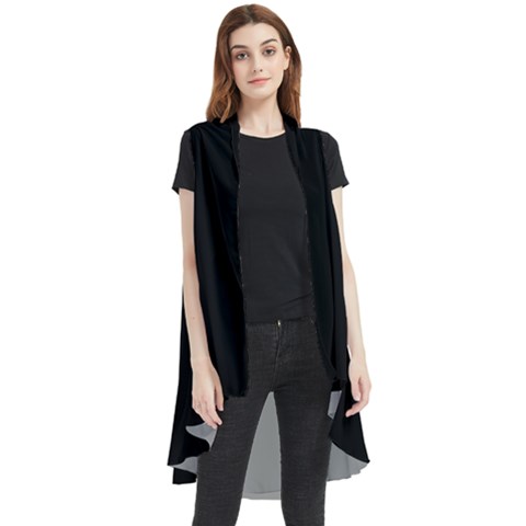 Black Sleeveless Chiffon Waistcoat Shirt by Ket1n9