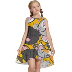 Cats-cute-kitty-kitties-kitten Kids  Frill Swing Dress by Ket1n9