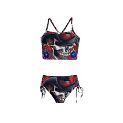 Confederate Flag Usa America United States Csa Civil War Rebel Dixie Military Poster Skull Girls  Tankini Swimsuit by Ket1n9