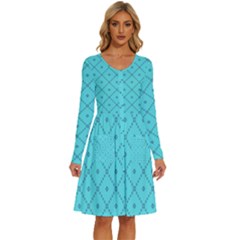 Pattern-background-texture Long Sleeve Dress With Pocket by Ket1n9