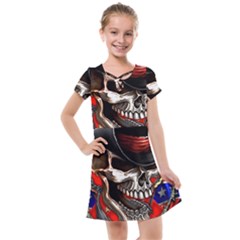 Confederate Flag Usa America United States Csa Civil War Rebel Dixie Military Poster Skull Kids  Cross Web Dress by Ket1n9