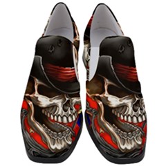 Confederate Flag Usa America United States Csa Civil War Rebel Dixie Military Poster Skull Women Slip On Heel Loafers by Ket1n9