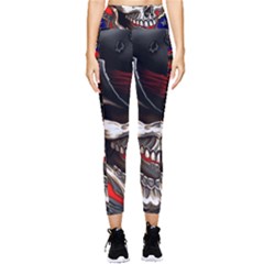 Confederate Flag Usa America United States Csa Civil War Rebel Dixie Military Poster Skull Pocket Leggings  by Ket1n9