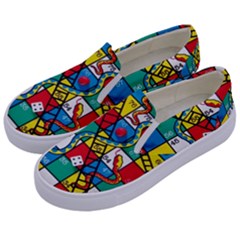 Snakes And Ladders Kids  Canvas Slip Ons by Ket1n9