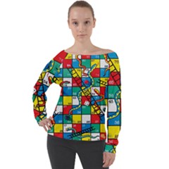 Snakes And Ladders Off Shoulder Long Sleeve Velour Top by Ket1n9