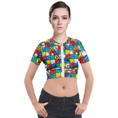 Snakes And Ladders Short Sleeve Cropped Jacket by Ket1n9