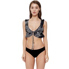 Space-universe-earth-rocket Low Cut Ruffle Edge Bikini Top by Ket1n9