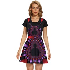 Fractal Red Violet Symmetric Spheres On Black Apron Dress by Ket1n9