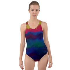 Watercolour-color-background Cut-out Back One Piece Swimsuit by Ket1n9