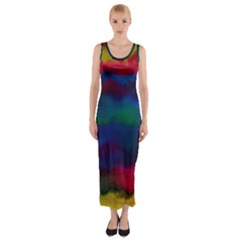 Watercolour-color-background Fitted Maxi Dress by Ket1n9