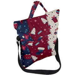 Flat Design Christmas Pattern Collection Art Fold Over Handle Tote Bag by Ket1n9