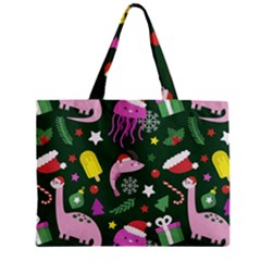 Dinosaur Colorful Funny Christmas Pattern Zipper Mini Tote Bag by Ket1n9