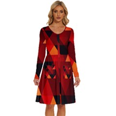 Abstract Triangle Wallpaper Long Sleeve Dress With Pocket by Ket1n9