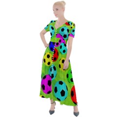 Balls Colors Button Up Short Sleeve Maxi Dress by Ket1n9