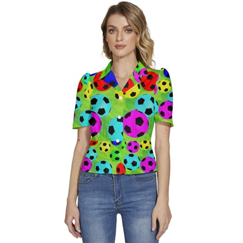 Balls Colors Puffed Short Sleeve Button Up Jacket by Ket1n9