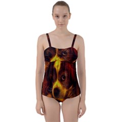 Cute 3d Dog Twist Front Tankini Set by Ket1n9