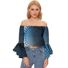 Data-computer-internet-online Off Shoulder Flutter Bell Sleeve Top by Ket1n9