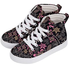 Flower Art Pattern Kids  Hi-top Skate Sneakers by Ket1n9